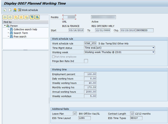 Screenshot of IT0007 in SAP