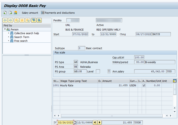 Screenshot of IT0008 in SAP