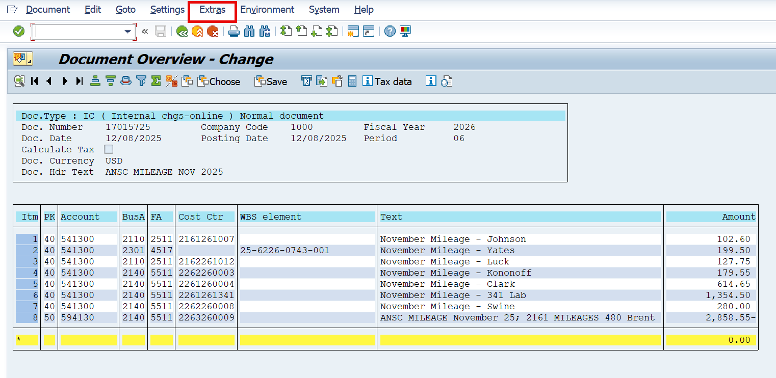 Add text to journal entry using Document Overview Change