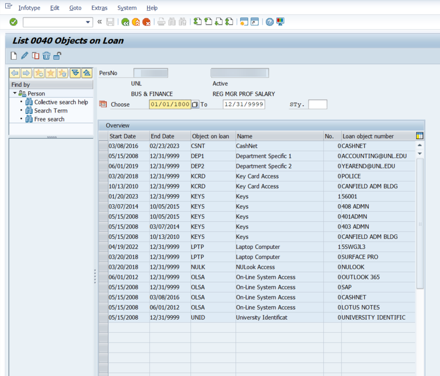 Maintain HR Master Data selecting Mountains for all OOL