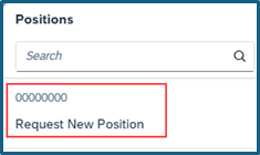 Positions screen: Request New Position