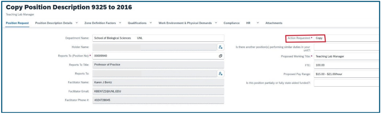 Copy Position Description example