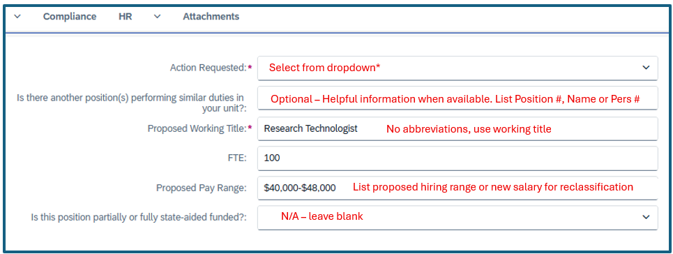 Choose the type of classification action requested screen