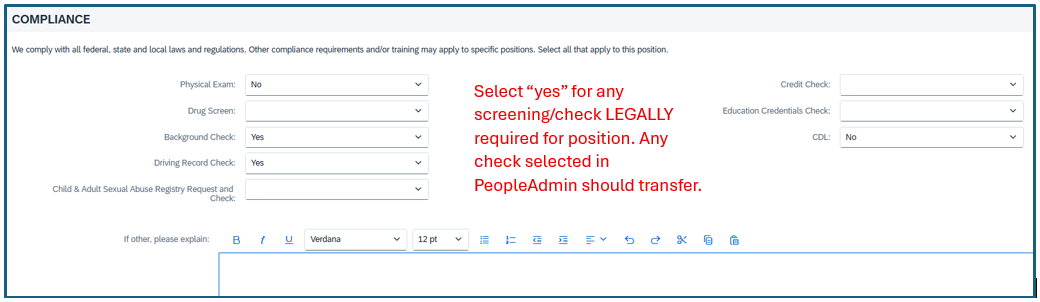 Compliance screen