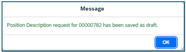 Saving Editing Message Position Description has been saved as draft