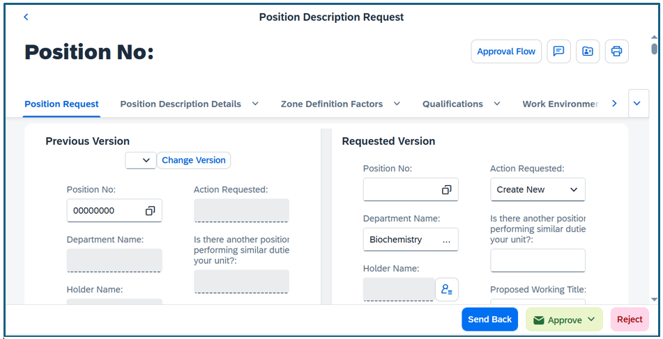 Approver compares prior version with requested version
