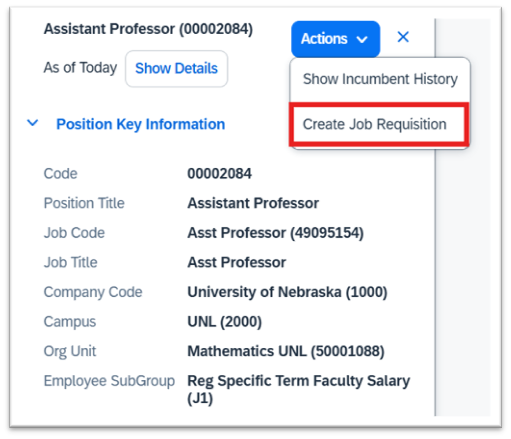 Create Job Requisition for Assitant Professor