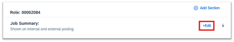 Edit button to edit each Job Profile section Faculty