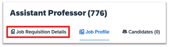 Assistant Professor Job Requistion Details tab