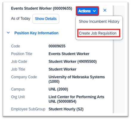 Position Details Card for Student Worker