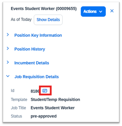 Job Requisition Details icon for Student Worker