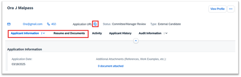 Review Applicant Resume and Documents.
