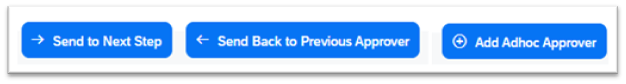 three action options for approver to choose