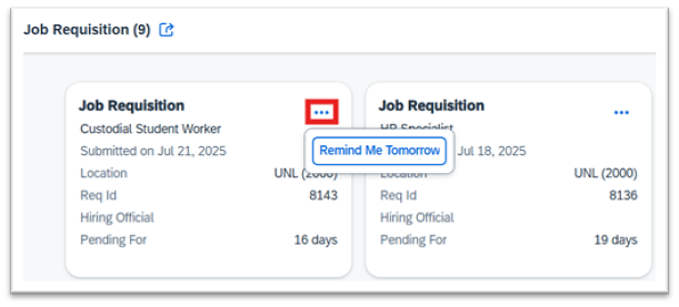 Job Requisitions Remind Me Tomorrow