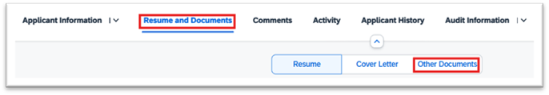 Select Resume and Documents from menu