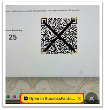Scan the QR code then click Open in SuccessFactors