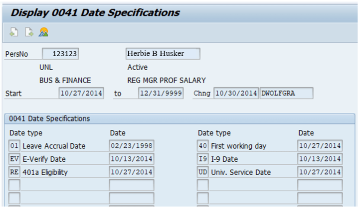 Display 0041 Date Specifications