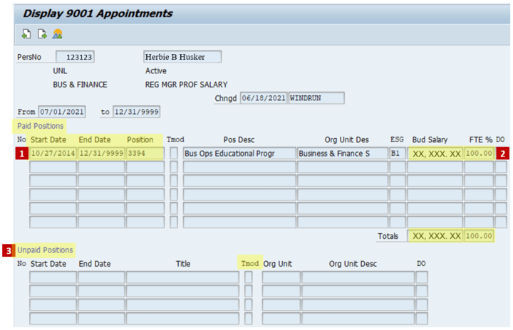 Display 90001 Appointments