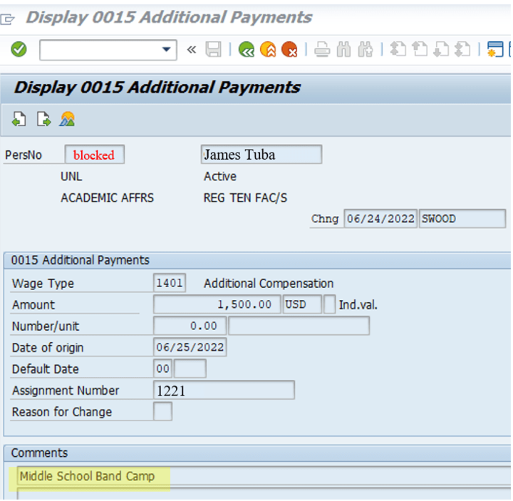 IT0015 Additional Payments Example 2