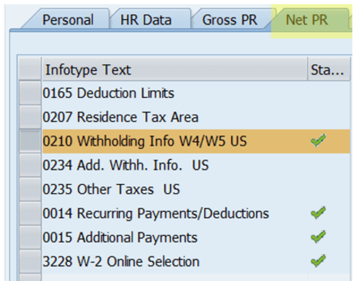 Net Payroll Tab 0210 Withholding Info W4 W5 US