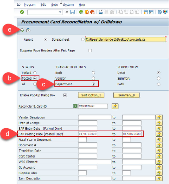 Pcard Monthly Transaction Log Report steps