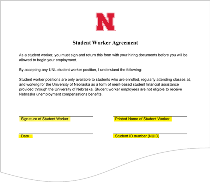 Student Worker Agreement form