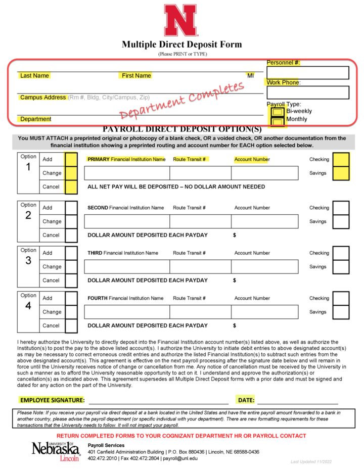 Direct Deposit Form